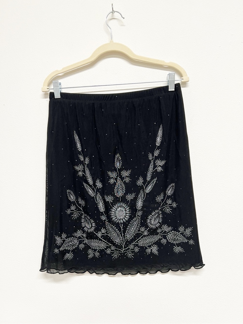 IN STUDIO Womens 90s Y2K Black Mesh Lined Embellished Slim Skirt Size P Large